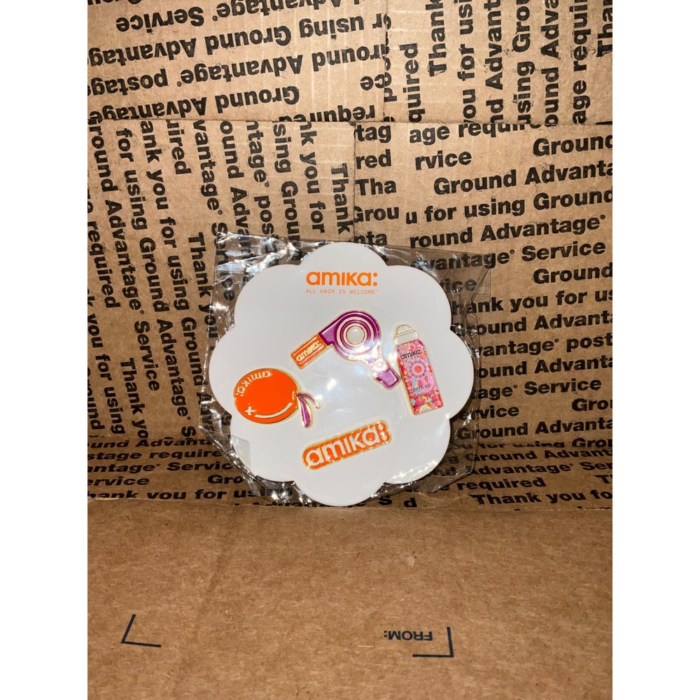 Amika Enamel Pin Set Orange Pink 4-Piece‎ Hair Stylist Beauty Flair Limited